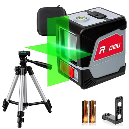 Nivel Laser Verde 2 Linhas Esquadro + Suporte + Tripé Profissional Prumo Autonivelante Pilhas 3d