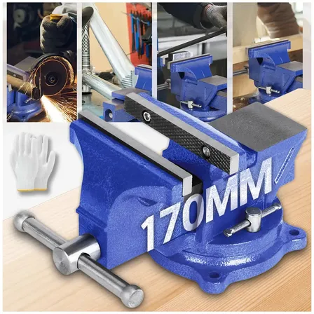 Torno Morsa De Bancada 6pol Base Giratória C/bigorna 170mm Aço Fundido De Alta Qualidade E Suporta Uma Carga Ee 6 A 10... Azul