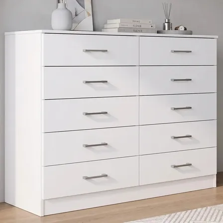 Cômoda 10 Gavetas Quarto Casal Toronto Organizadora Roupas Cor Branco - Blue Moby