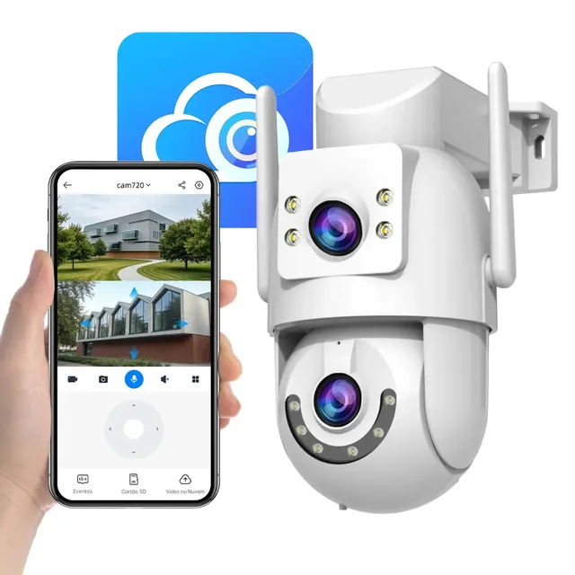Câmera de Segurança Jooan 8MP 4K UHD Wi-Fi Dual Band com Lente Dupla e Sirene