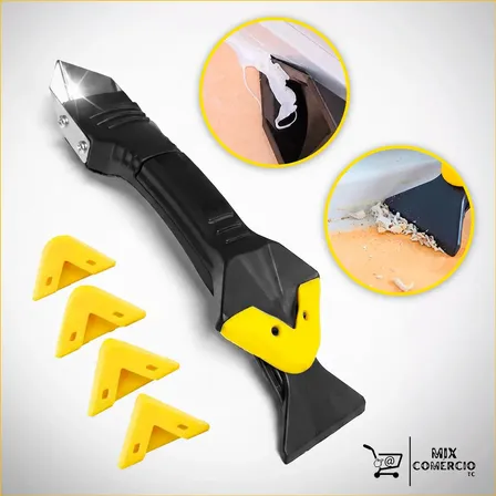 Espátula Para Silicone Rejunte Calafetagem 3 Em 1 Removedor E Aplicador De Selante Com Raspador Inox Ferramenta Multifuncional De Acabamento Profissional Para Banheiro Cozinha Pia Box Azulejo Piso