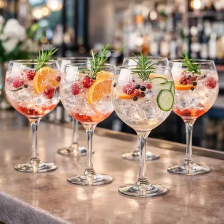 Taça Gin 600ml Jogo 6 Taças Gin Tônica Vidro Drink Coquetel Grande Bar Carinho Na Barriga