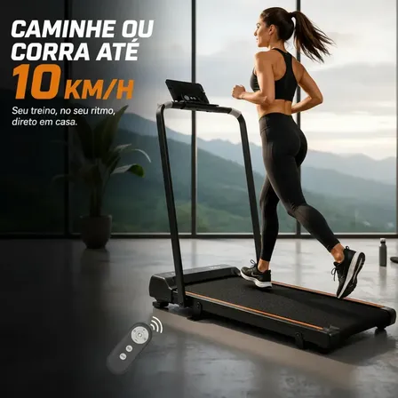 Esteira Elétrica Dobrável 100kg Controle Remoto Bivolt Preto