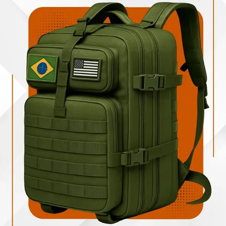 Mochila Tática Impermeável Militar Reforçada Grande 50 Litros Masculina Feminina Anne Verde Liso