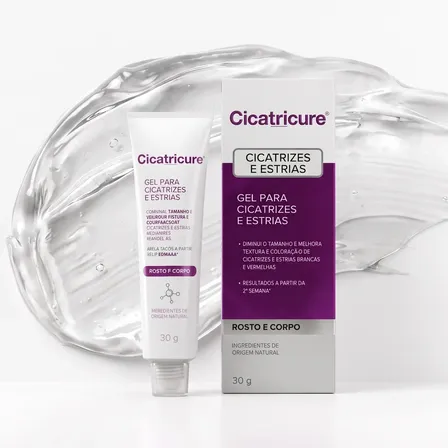 Cicatricure Gel Para Cicatrizes Estrias Queloides Rosto E Corpo 30g Tratamento Reduz Tamanho Melhora Textura E Coloração Hipoalergênico Floral