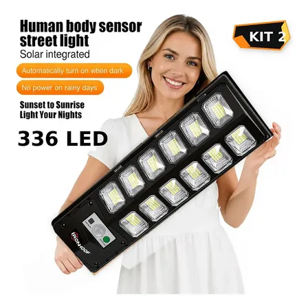 KIT 2 Luminaria Solar Externa Potente Com Sensor Refletor Solar 2000 W