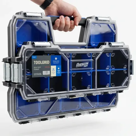 Kit Organizador Ferramentas Toolgrid Americanvek Para Parafusos E Pesca Com 27 Compartimentos Preto E Transparente