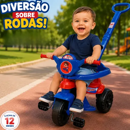Triciclo Motoca,motoquinha Bebe Infantil Com Haste Aranha