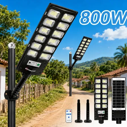 Kit 2 Luminaria Poste Solar 800w Holofote Solar Luminaria Solar Externa Com Controle
