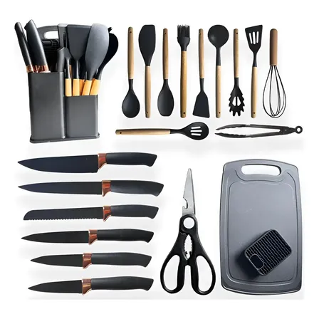 Conjunto 19 Peças Utensílios Cozinha Silicone Apoapp Preto