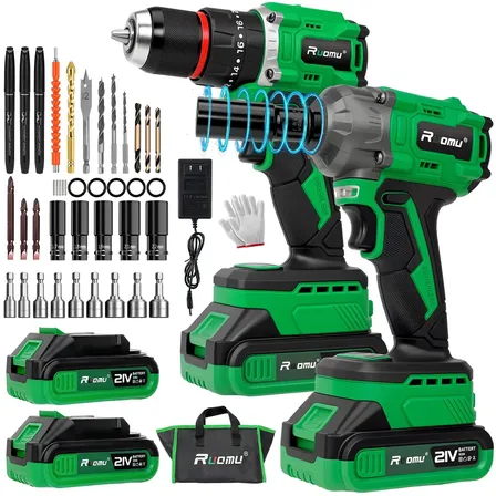 Kit Chave de Impacto Bateria Furadeira Parafusadeira Brushless