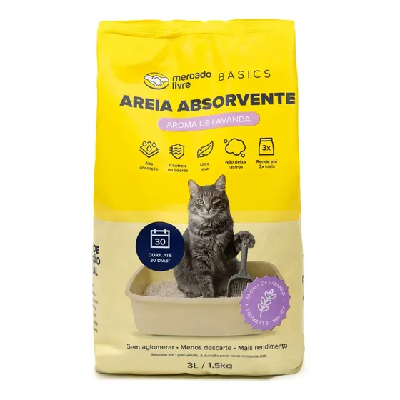 Areia Sanitária Gatos Lavanda 1,5kg Mercado Livre Basics