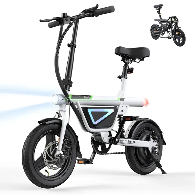 Bicicleta Elétrica Dobrável Xroymexroy Eb1s 500w 35km/h 36v 12ah 50km 120kg Com Led, Freio A Disco Duplo E Suspensão Branco 14