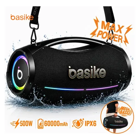 Basike Caixa De Som Boombox Grande Party Bluetooth 500w Potente 60000mah À Prova D'água IPX6 Profissional Com TWS RGB AI Sound Boost Graves Forte Mega Bass Para Festa Outdoor Banda Karaokê BA-RAD441