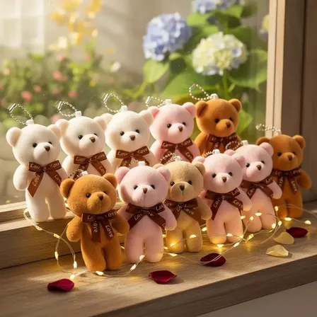 20 Mini Chaveiro De Pelúcia Ursinho Love Fofo Lembrancinha