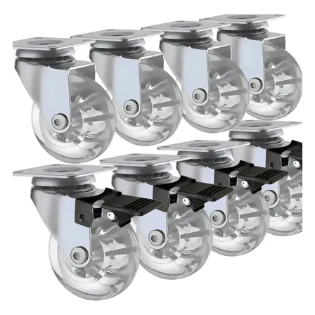 Kit 8 Rodinhas Para Moveis Rodízio Roda 50mm Silicone Reforçada Giratória Anti Risco + Parafusos JC