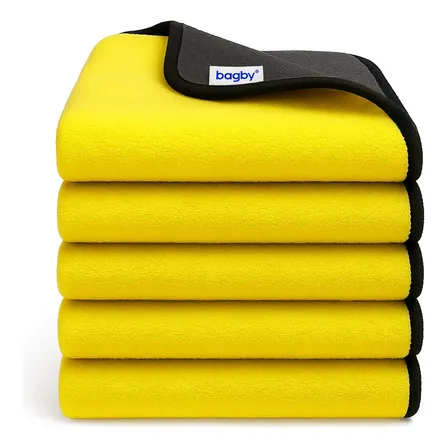 Kit 5 Toalha Pano Microfibra Limpeza Automotiva 400gsm 40x40 Amarelo