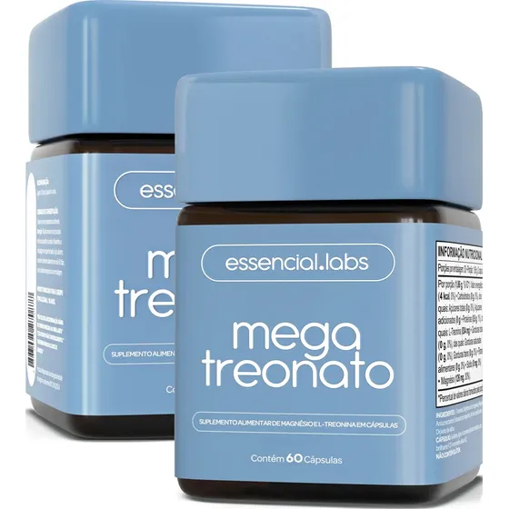 02 POTES do MEGA TREONATO - Magnésio com Máxima Concentração e Biodisponibilidade - 120 Cápsulas