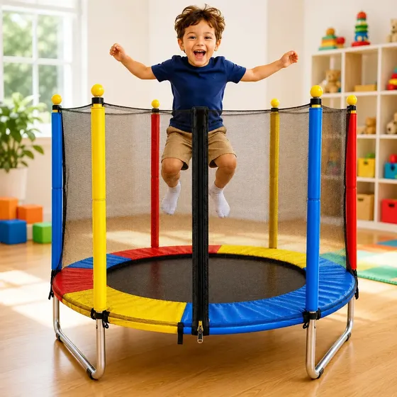 Cama Elástica Infantil Circus Pula Pula De 1.4 M Colorida Para Crianças Preto Colorido