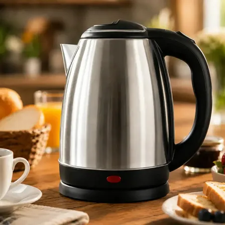 Chaleira Elétrica Inox 1,8 Litros Jarra Aquecedora Com Desligamento Automático E Base Giratória Aquecimento Rápido Alça... 220v Inox/preto