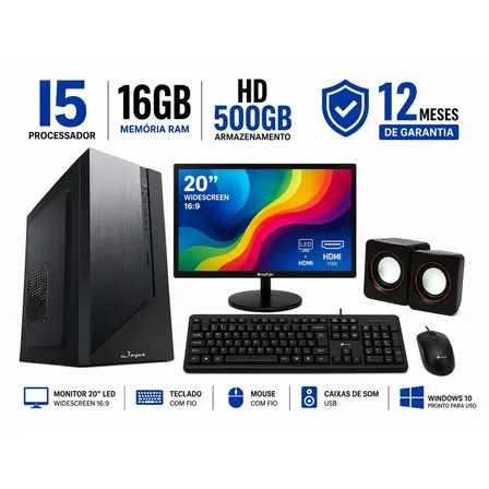 Computador Completo Intel Core I5 16gb Hd 500gb Monitor Wifi Escritorio, Caixa, PDV