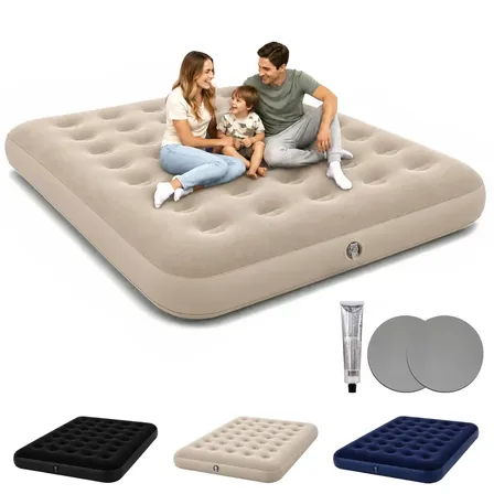 Aweshine Colchão Inflável Casal Colchão De Ar Para Camping E Acampamento 300kg Com Kit De Reparo Bege