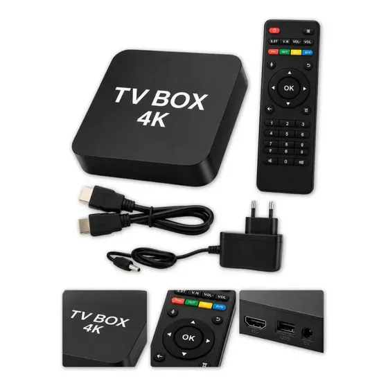 Smart Tv Box Android 10 4k Wi-fi 2gb Ram 16gb Netflix Prime Preto Padrão