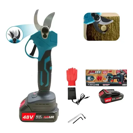 Tesoura Poda Galho De Árvore Elétrica S/ Fio 48v Jumlee Full Azul-aço