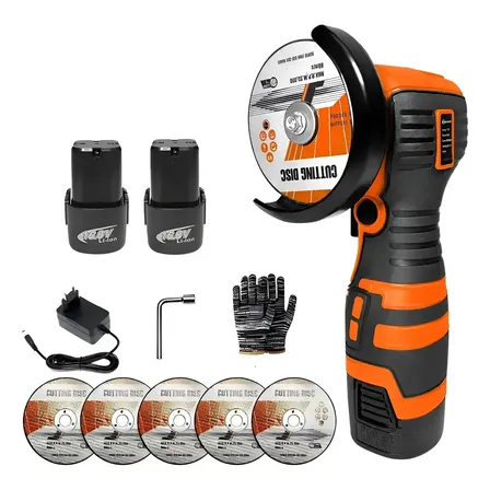 Mini Esmerilhadeira Angular Sem Fio 500w, Com 2 Baterias E Disco De 90mm Laranja-claro 12v 50hz