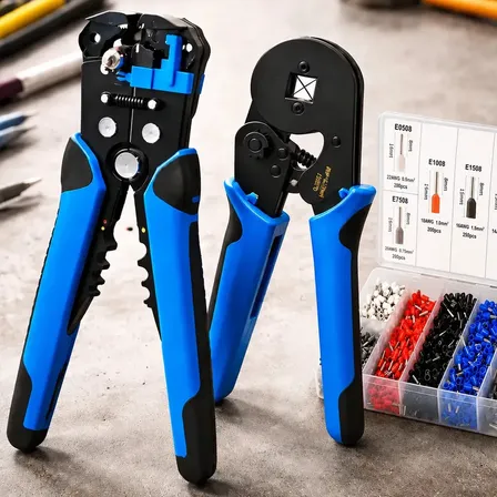 Kit Alicate Crimpador Profissional Catraca Prensa Terminal Desencapador Descascador De Fios Cabos + 1200 Peças Terminais Ilhós Tubulares Conectores Elétricos Para Eletricista 0,25 A 10mm²