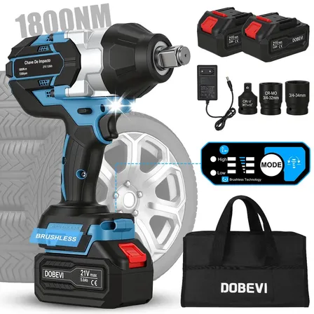 Chave De Impacto Dobevi Sem Fio Com Motor Brushless De 1800 Nm E Encaixe 3/4 Azul 127/220v 60hz