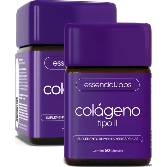 02 POTES do COLÁGENO TIPO 2 45mg - Fórmula com Máxima Concentração e Biodisponibilidade - 60 doses