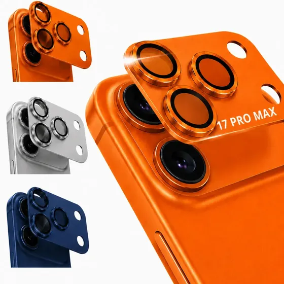 Película Para iPhone 17 Pro Max Proteção De Lente Câmera Alumínio e Vidro 17 PRO MAX LARANJA