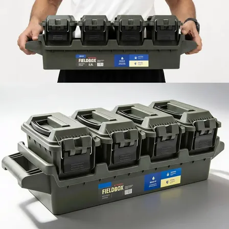 Kit Com 4 Caixas Organizadoras Modulares Americanvek Fieldbox Para Ferramentas E Pesca Verde Militar