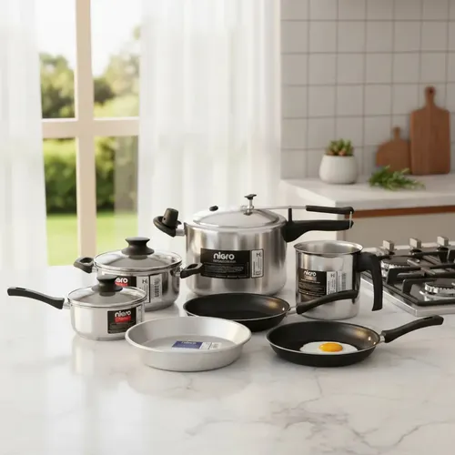 Jogo Panelas De Cozinha Nigro Conjunto Com 7 Peças Vitalità Prateado