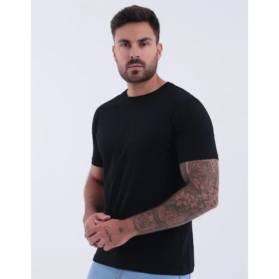 Camiseta Básica Masculina Algodão Slim Blusa Premium Lisa