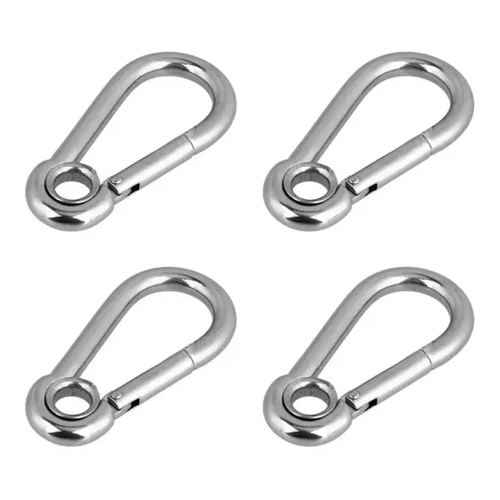 Kit 4 Mosquetão Inox 6mm Com Olhal 316ss Polido Náutico