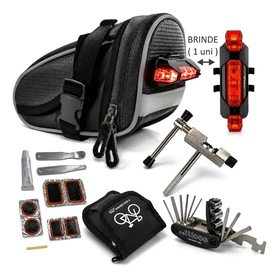 Kit Ferramentas Bike Bolsa Reparo Extrator Sinalizador K62