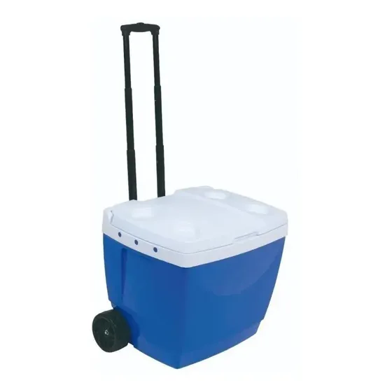 Caixa Térmica Cooler 42 Litros Com Rodas E Alça Azul Mor