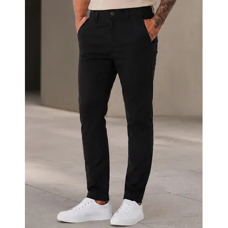 Calça Sarja Masculina Social Slim Elastano Bolso Embutido