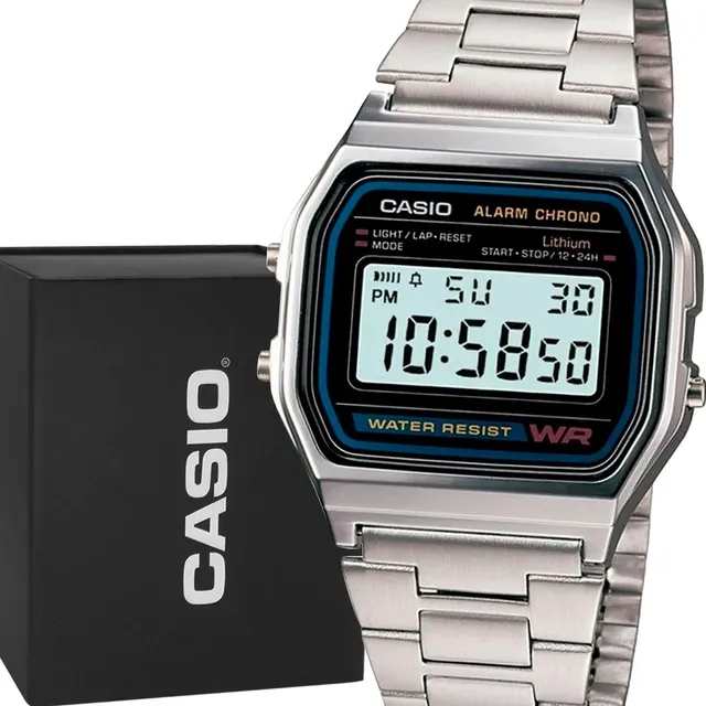 Relógio Casio Prata Vintage Digital Original Prova D'água Prateado Prata Preto