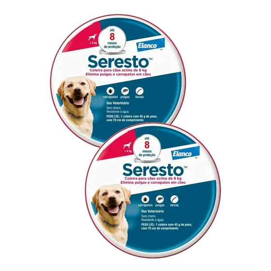 2 Coleiras Seresto Cães Acima De 8kg Original Envio Imediato