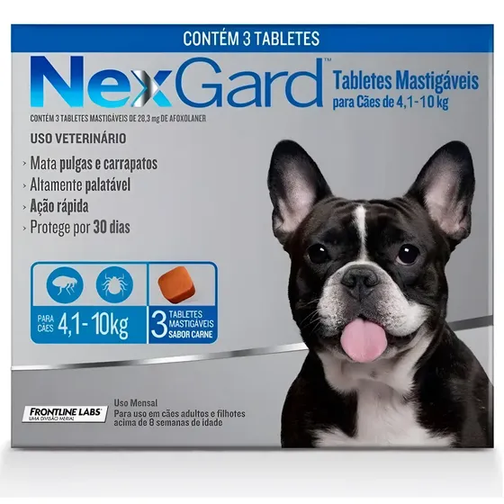 Combo Antipulgas Nexgard Cães De 4 A 10 Kg - 3 Comprimidos