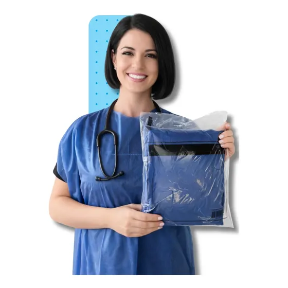 Avental Descartável Tnt 30g Sem Manga Azul 100 Unidades