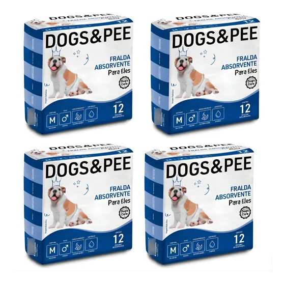 Fralda Descartável Higiênica Pet Cães Dogs Care Macho 48un M