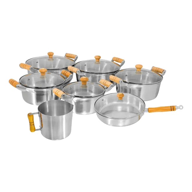 Conjunto De Panelas 7 Peças Alumínio Grosso Fundido Batido