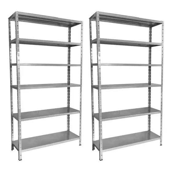 2 Prateleiras Estante Aço 6 Bandejas 40x92x198cm