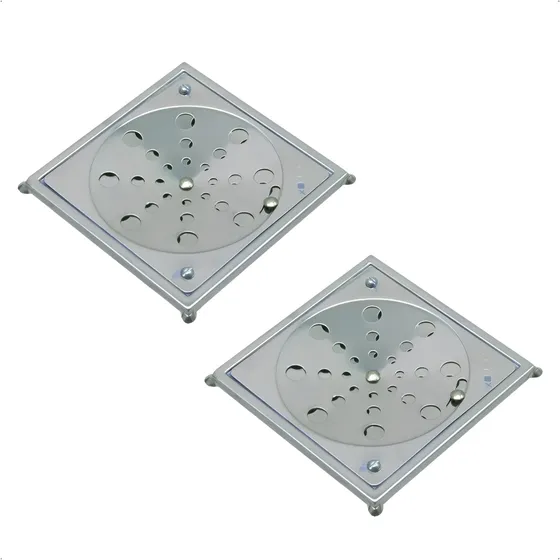 Kit 2 Ralos Tampa Grelha Quadrado 10x10 Abre E Fecha Em Inox