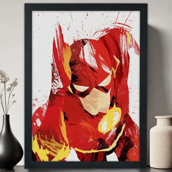 Quadro Decorativo The Flash Arte - Dc - Com Vidro