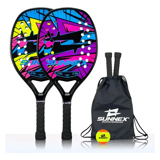 Kit 2 Raquete Beach Tennis Thunder Com Capa E Bola